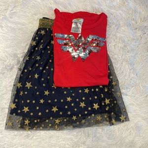 Girls Wonder-woman Shirt and skirt combo